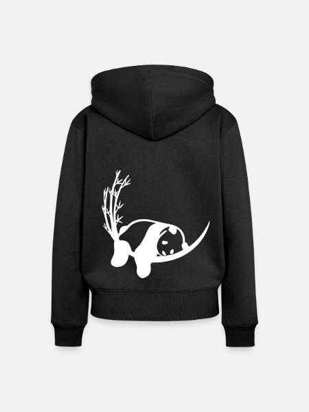 Panda Bambus Chillen - Frauen Premium Bio Zip Hoodie - Schwarz