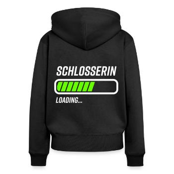Schlosserin Humor Lustig - Frauen Premium Bio Zip Hoodie - Schwarz - Hinten - Julia (174cm)