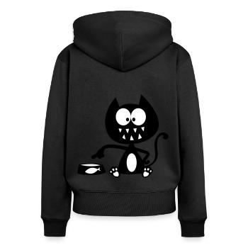 Hungry cat, hungry cat, cat humor! - Women's Premium Organic Zip Hoodie - black - Back - Julia (174cm)