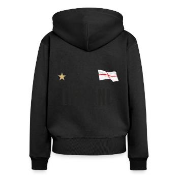 England Fußball Trikot Englische Flagge - Frauen Premium Bio Zip Hoodie - Schwarz - Hinten - Julia (174cm)
