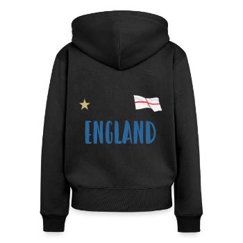 England Fußball Trikot Englische Flagge - Frauen Premium Bio Zip Hoodie - Schwarz - Hinten - Julia (174cm)