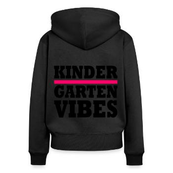 kindergarten vibes - Frauen Premium Bio Zip Hoodie - Schwarz - Hinten - Julia (174cm)