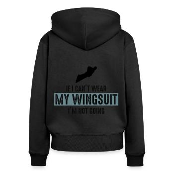 Wingsuit fliegen Base Jumping Fallschirmspringen Wingsuiting - Frauen Premium Bio Zip Hoodie - Schwarz - Hinten - Julia (174cm)
