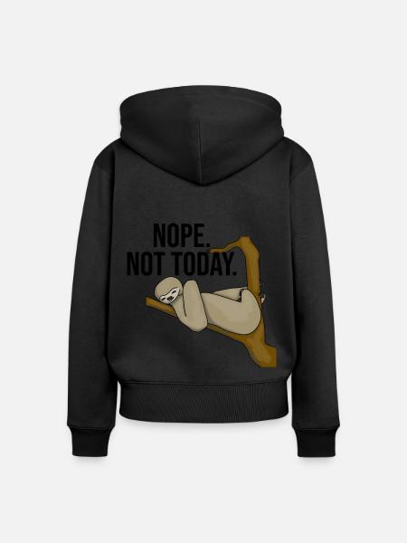 faultier nope not today - Frauen Premium Bio Zip Hoodie - Schwarz