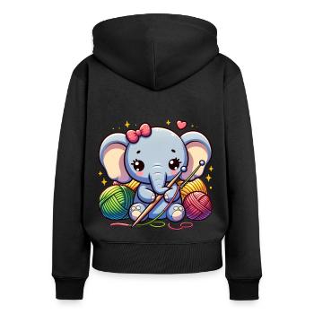 Éléphant tricot câlin éléphant vêtements Art - Sweat à capuche zippé Premium bio Femme - noir - Dos - Julia (174cm)