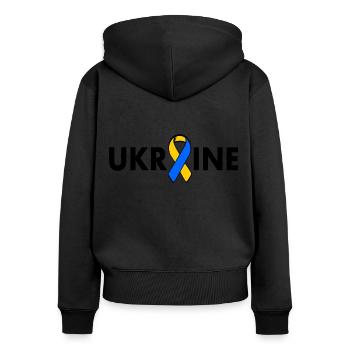 Ukraine - Women's Premium Organic Zip Hoodie - black - Back - Julia (174cm)