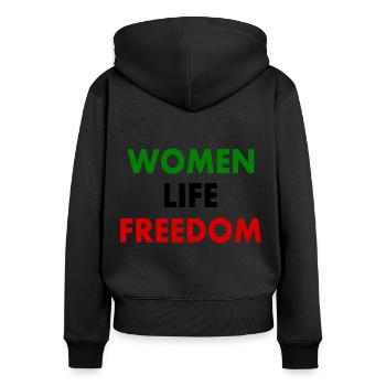 Women life freedom - Frauen Premium Bio Zip Hoodie - Schwarz - Hinten - Julia (174cm)
