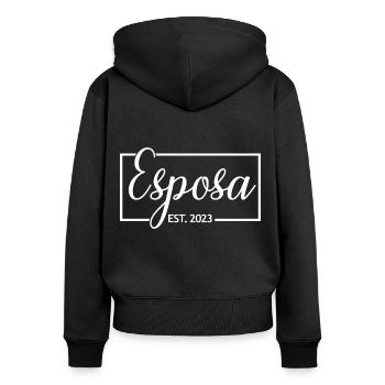 Esposa Est. 2023 Ehefrau wird Braut Paar Hochzeit - Frauen Premium Bio Zip Hoodie - Schwarz - Hinten - Julia (174cm)