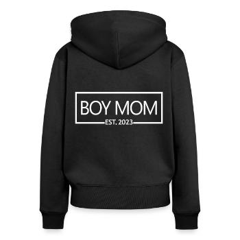 2023 Baby Shower Grossesse Révéler - Sweat à capuche zippé Premium bio Femme - noir - Dos - Julia (174cm)