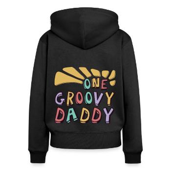 Ein grooviger Papa, Ein toller Papa - Frauen Premium Bio Zip Hoodie - Schwarz - Hinten - Julia (174cm)