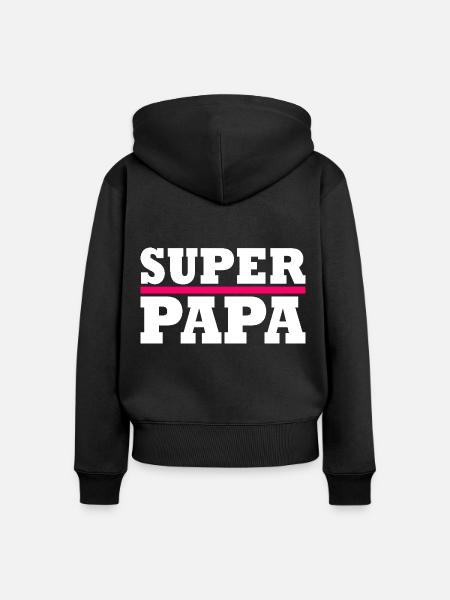 Super papa - Frauen Premium Bio Zip Hoodie - Schwarz