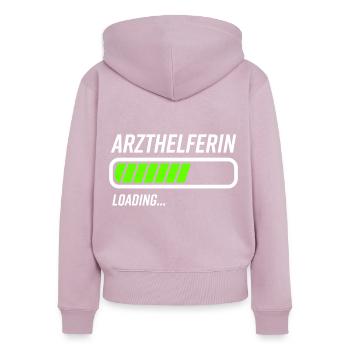 Arzthelferin Humor Sprüche - Frauen Premium Bio Zip Hoodie - Altrosa - Hinten - Julia (174cm)