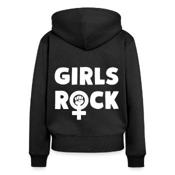 Filles Rock Girl Power Rocker Féminine - Sweat à capuche zippé Premium bio Femme - noir - Dos - Julia (174cm)