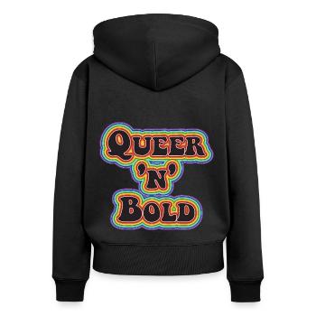 Queer 'n' Bold Rainbow black - Women's Premium Organic Zip Hoodie - black - Back - Julia (174cm)