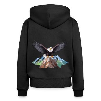 Aigle majestueux - Sweat à capuche zippé Premium bio Femme - noir - Dos - Julia (174cm)
