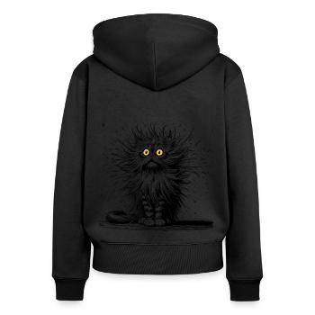 funny cat - Women's Premium Organic Zip Hoodie - black - Back - Julia (174cm)