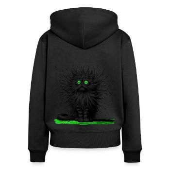 Katze, Comic, witzig, lustig - Frauen Premium Bio Zip Hoodie - Schwarz - Hinten - Julia (174cm)