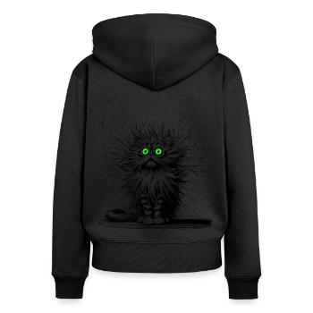 Katze zum Lachen - Frauen Premium Bio Zip Hoodie - Schwarz - Hinten - Julia (174cm)