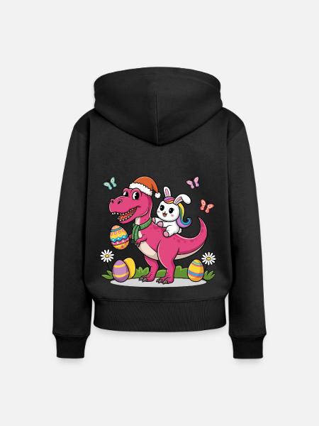 Easter Dinosaur Bunny Ears Easter - Frauen Premium Bio Zip Hoodie - Schwarz