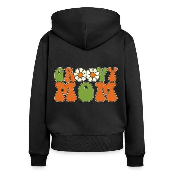 Retro Groovy Mom Matching Family Baby Shower - Sweat à capuche zippé Premium bio Femme - noir - Dos - Julia (174cm)