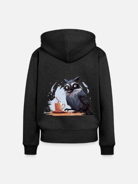 Der Koffein-Eindringling - Frauen Premium Bio Zip Hoodie - Schwarz