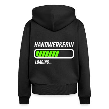 Handwerkerin - Frauen Premium Bio Zip Hoodie - Schwarz - Hinten - Julia (174cm)