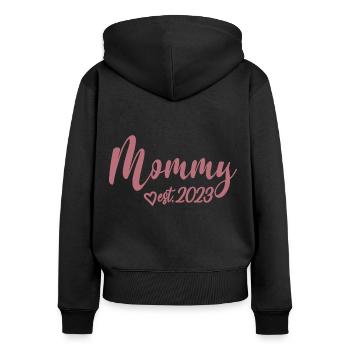 Mommy Est. 2023, Mom To Be, Schwangerschaft enthüllen - Frauen Premium Bio Zip Hoodie - Schwarz - Hinten - Julia (174cm)