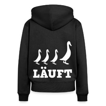 Laufente Laufentenzüchter Laufentenstall Enten - Frauen Premium Bio Zip Hoodie - Schwarz - Hinten - Julia (174cm)