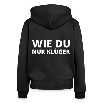 Studium Student Lehrer Abitur Abi klüger lustig - Frauen Premium Bio Zip Hoodie - Schwarz - Hinten - Julia (174cm)