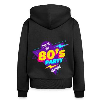 80's| Costume| Bright Colors| Millennials|Humor - Frauen Premium Bio Zip Hoodie - Schwarz - Hinten - Julia (174cm)