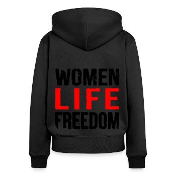 Women life freedom - Frauen Premium Bio Zip Hoodie - Schwarz - Hinten - Julia (174cm)