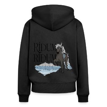 Ridum Ridum - Mystical Tölter - Magic Islandpferd - Frauen Premium Bio Zip Hoodie - Schwarz - Hinten - Julia (174cm)