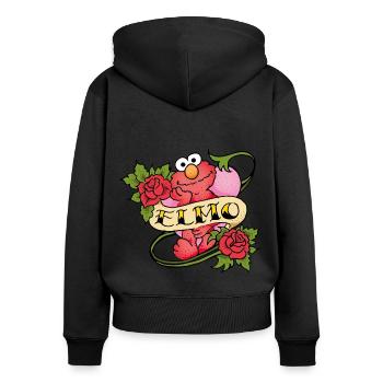 5 Rue Sésame Elmo Tattoo - Sweat à capuche zippé Premium bio Femme - noir - Dos - Julia (174cm)