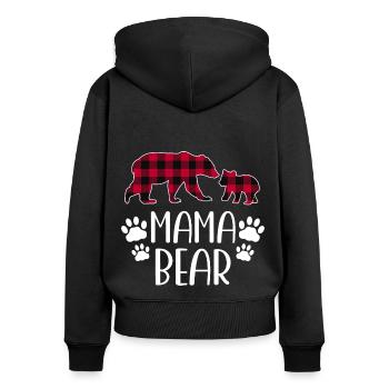 Mama Bear - Frauen Premium Bio Zip Hoodie - Schwarz - Hinten - Julia (174cm)