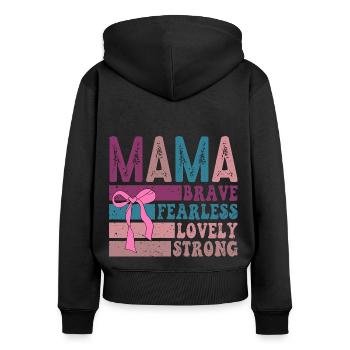 Mama - Frauen Premium Bio Zip Hoodie - Schwarz - Hinten - Julia (174cm)