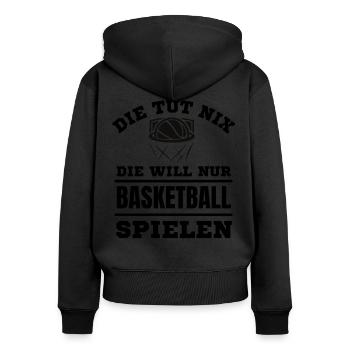 Basketball Frauen Spielerin Basketball Liebhaber - Frauen Premium Bio Zip Hoodie - Schwarz - Hinten - Julia (174cm)