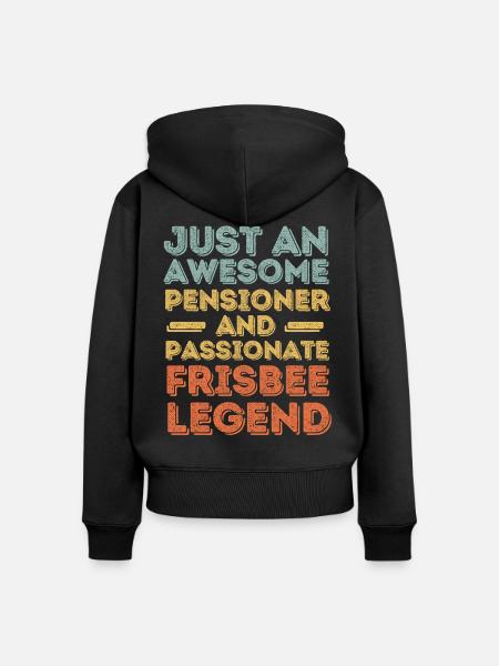 Rentner Frisbee retro - Frauen Premium Bio Zip Hoodie - Schwarz