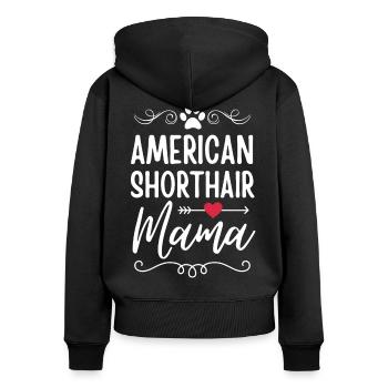 Maman américaine à poil court - Sweat à capuche zippé Premium bio Femme - noir - Dos - Julia (174cm)