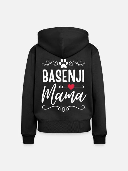 Basenji Mama - Frauen Premium Bio Zip Hoodie - Schwarz
