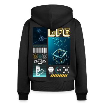 LFG Shirt - Frauen Premium Bio Zip Hoodie - Schwarz - Hinten - Julia (174cm)