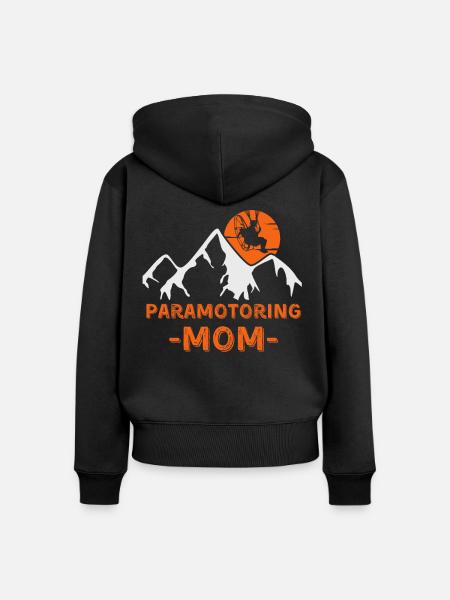 Paramotoring Motorschirmfliegen Mama - Frauen Premium Bio Zip Hoodie - Schwarz