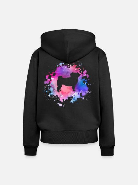 Mops-Hundeliebhaber - Frauen Premium Bio Zip Hoodie - Schwarz