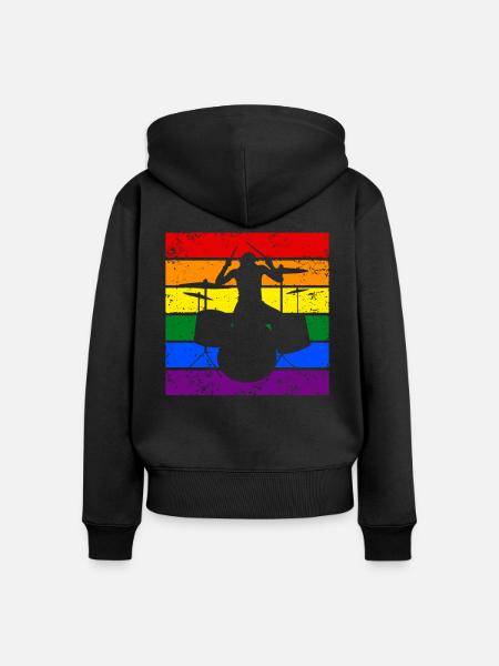 Trommeln LGBTQ - Frauen Premium Bio Zip Hoodie - Schwarz