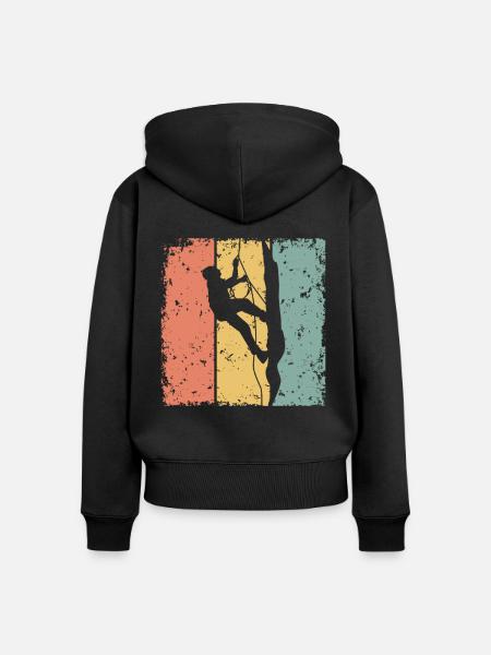 Klettern im Retro - Frauen Premium Bio Zip Hoodie - Schwarz