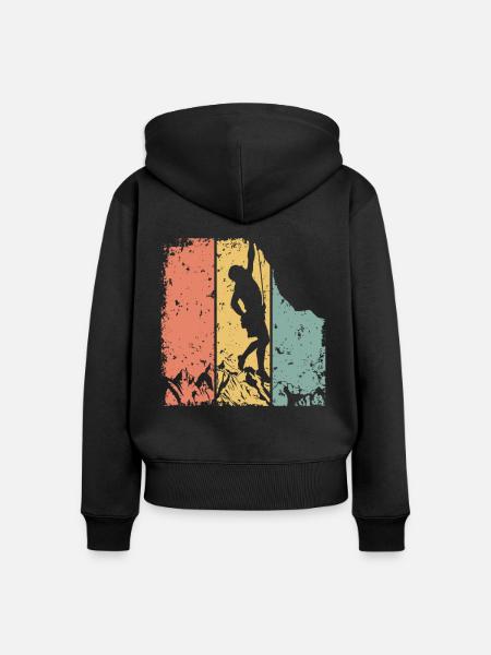 Klettern im Retro - Frauen Premium Bio Zip Hoodie - Schwarz