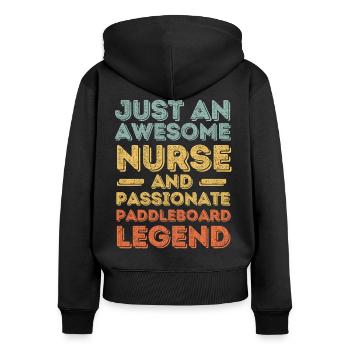 Krankenschwester Paddleboard Legende retro - Frauen Premium Bio Zip Hoodie - Schwarz - Hinten - Julia (174cm)