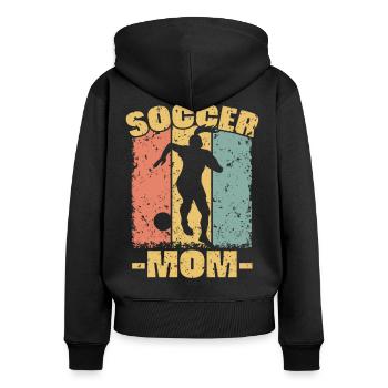 Maman de soccer - Sweat à capuche zippé Premium bio Femme - noir - Dos - Julia (174cm)