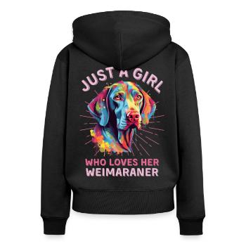 Amoureux du Braque de Weimar Art coloré - Sweat à capuche zippé Premium bio Femme - noir - Dos - Julia (174cm)