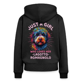 Lagotto Romagnolo Liebhaber - Frauen Premium Bio Zip Hoodie - Schwarz - Hinten - Julia (174cm)