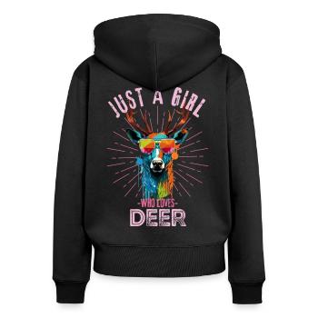 Deer with sunglasses - Women's Premium Organic Zip Hoodie - black - Back - Julia (174cm)